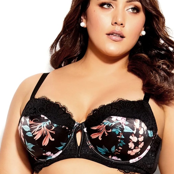 City Chic Floral Lace Full Coverage Bra 44B - Picture 1 of 4